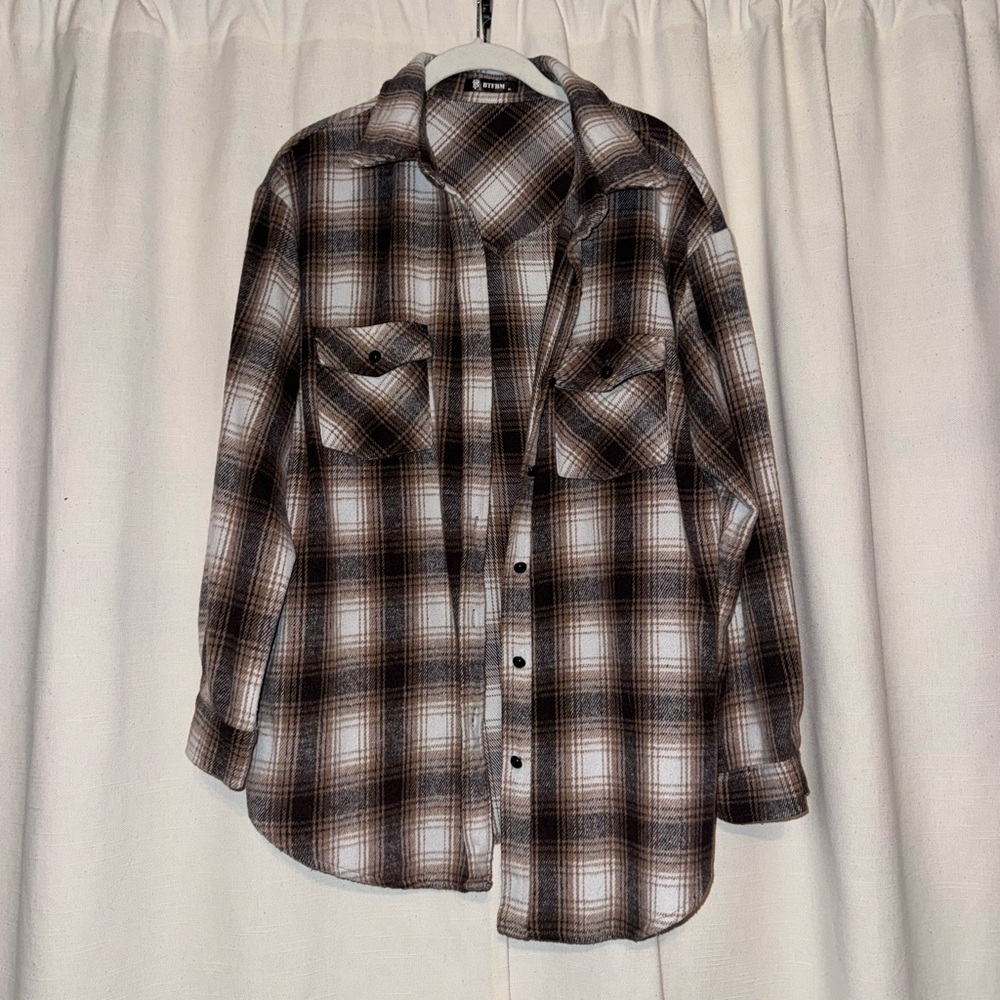 Brown Plaid Flannel Shirt